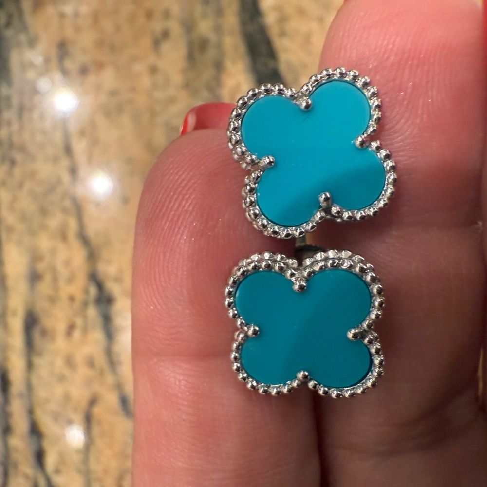 Blue and Silver  Earrings
